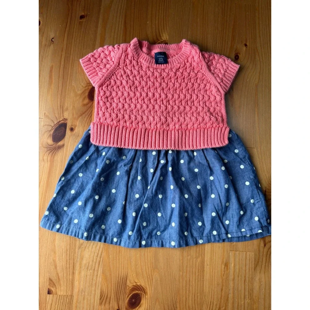 Baby GAP Cable Knit Polka Dot Dress Size 12-18 Months